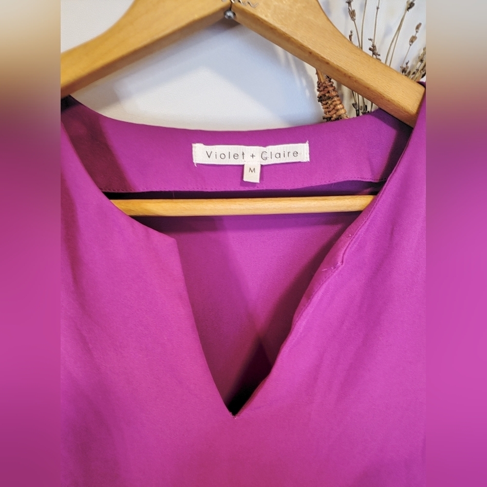 Violet & Claire Magenta Blouse with Flared Sleeves - Picture 3 of 6